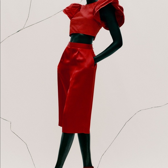 NWT Zara Red Ruffled Top Size L - Picture 4 of 8